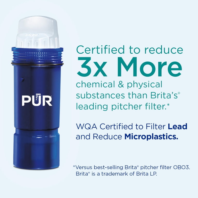 PUR PLUS 30-Cup Water Purifier Pitcher, Filtration System, White
