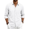 thumbnail image 2 of Satingcolo Mens Shirts Long Sleeve Casual Button Down Shirt Untucked Business Dress Shirts For Fall Fashion,White L, 2 of 9