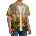 thumbnail image 2 of Xecao Butterflies In Flower Field Men's Casual Short-sleeved Shirt, a button-up collared shirt with a pocket-Large, 2 of 5