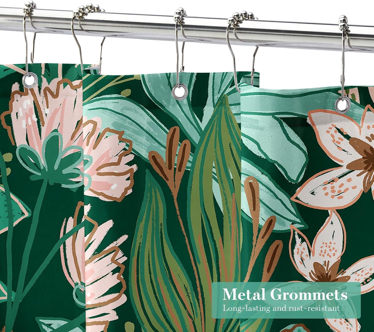Boho Floral Shower Curtain, Modern Flower Shower Curtains for Rustic Vintage Bathroom Decor, Chic Elegant Fabric Cloth Shower Curtain, Abstract Tropical Leaves, 72x72