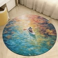 thumbnail image 4 of Colorful Kayaks Glide Across The Lake Round Rugs -Washable Non-Slip Small Round Area Rug Throw Soft Circle Rugs for Bedroom, Modern Print Indoor Carpet for Entryway Sofa Living Room, 4 of 6