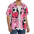 thumbnail image 4 of Sigee Panda Heart Valentine Pink Print Men's Shirts Casual Button Down Short Sleeve Summer Beach Shirt Hawaiian Vacation Shirts Tee Shirt-Large, 4 of 7