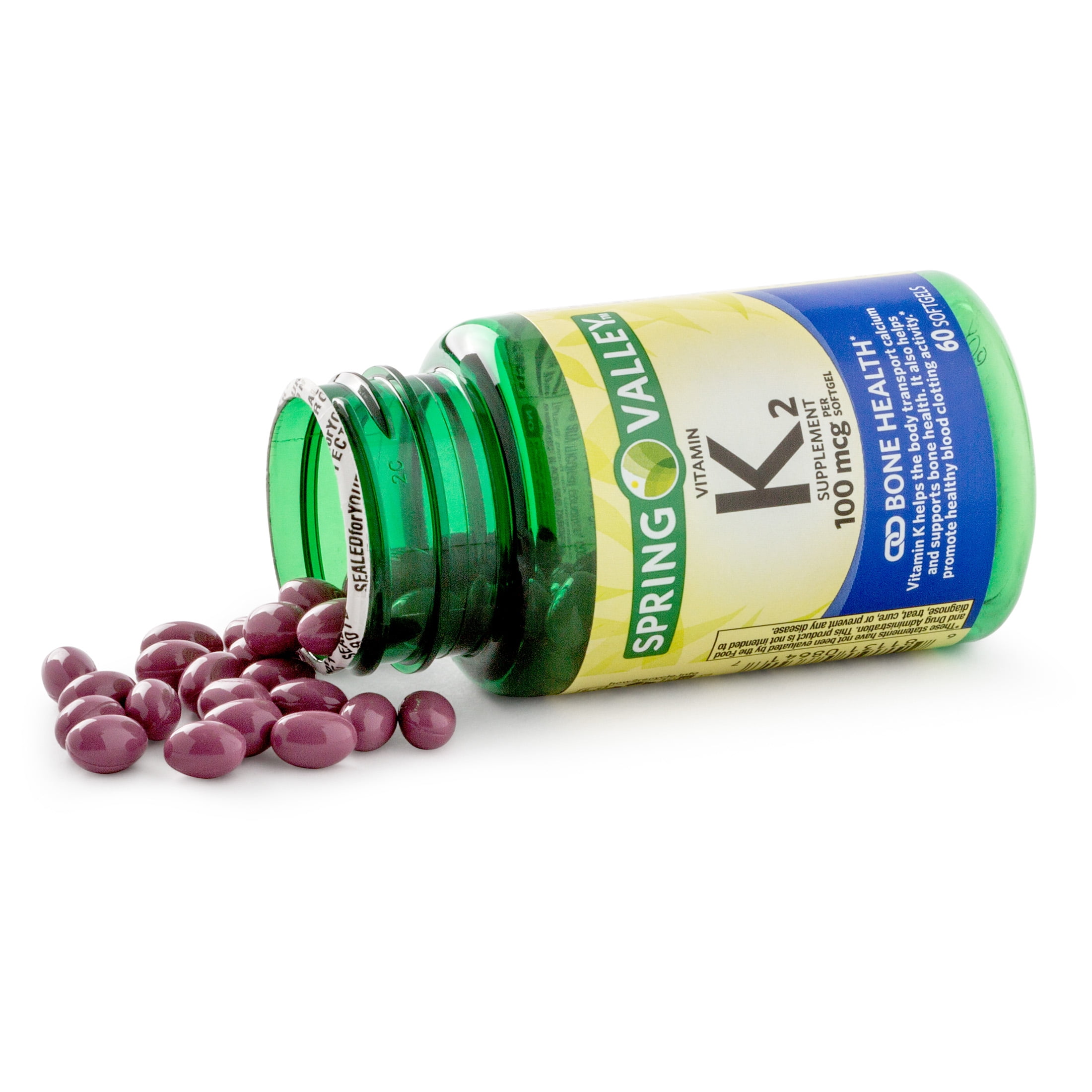 Spring Valley Calcium Vitamin K Vitamins Supplements 1 Softgel 60 Ct Walmart Com Walmart Com