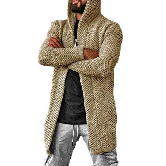 comerut Solid Color Long Sleeve Cardigan Sweater Autumn Winter Thicken Warm Men Knitted Cardigan Outerwear