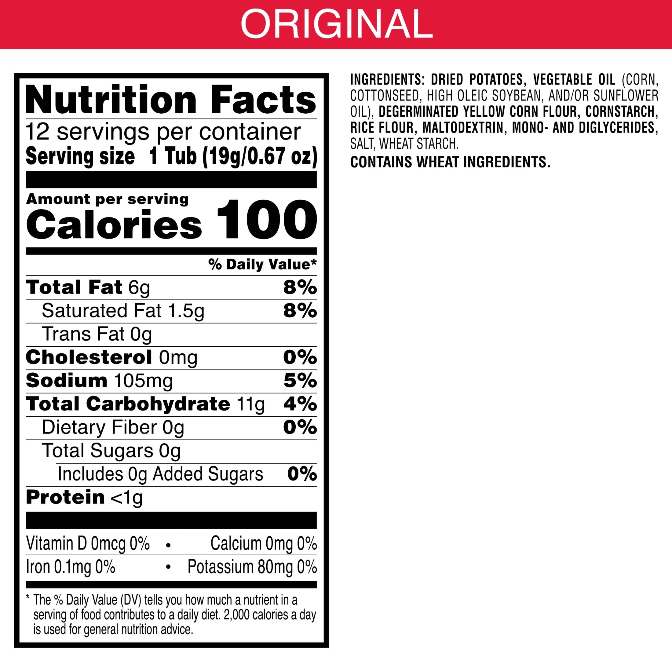 Pringles Potato Crisps Chips, Lunch Snacks, Snack Cups, Original, 8oz Tray (12 Cups)