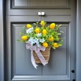 thumbnail image 2 of Door Hanger Basket Wreath with Artificial Flowers, Spring Summer Fake Flowers Hanging Baskets Wreaths for Front Door Porch, Farmhouse, Home Decor (Lemon), 2 of 12
