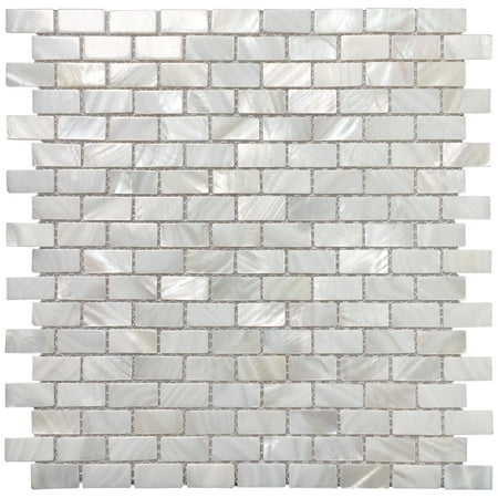 Art3d Mother of Pearl Mosaic Tiles for Bathroom Backsplashes, White Subway Backsplash Tiles(1