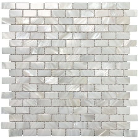 Boxes Porcelain Mosaic Tiles - Art3d Mother of Pearl Mosaic Tiles for Bathroom Backsplashes, White Subway Backsplash Tiles(1 Piece)