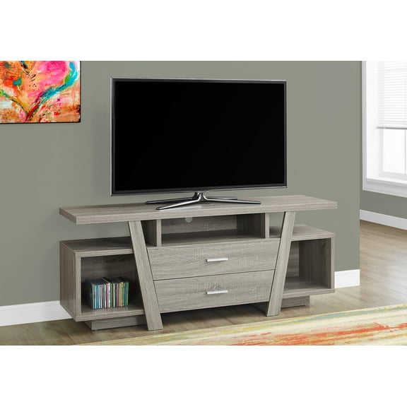 Monarch Tv Stand Dark Taupe With 2 Storage Drawers For TVs Up To 60"L