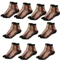 thumbnail image 1 of Dinheiro Calcetines de red transparentes para mujer, pies cortos fluoroscópicos de red ultrafina, rosa roja, seda negra, 1 of 5
