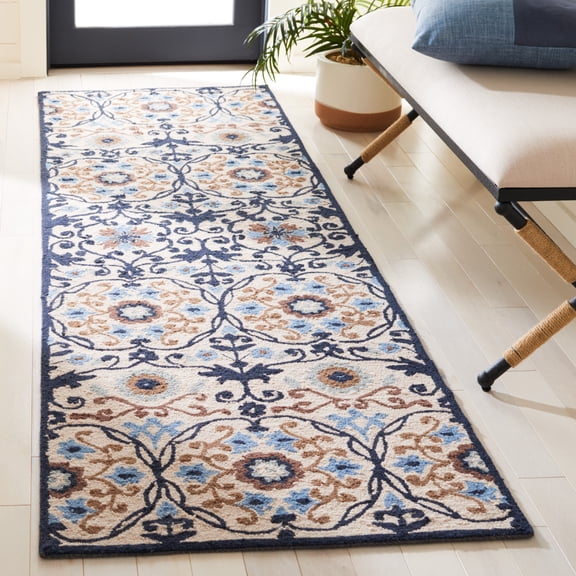 Safavieh Chelsea Odetta Geometric Runner Rug, Ivory/Navy, 2'6" x 8'
