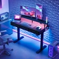 thumbnail image 4 of Casacomoda 48“ Electric Standing Desk with Power Outlets and LED Lights, Adjustable Height Sit Stand Desk with Monitor Shelf & 3 Fabric Drawers for Home Office, Black, 4 of 7
