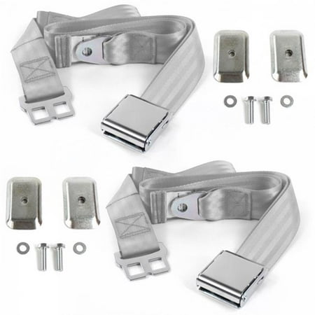 SafeTBoy Airplane 2 Point Gray & Grey Lap Bucket Seat Belt Kit with Bracketry for Ford Truck 1942-1947 - 2 Belts