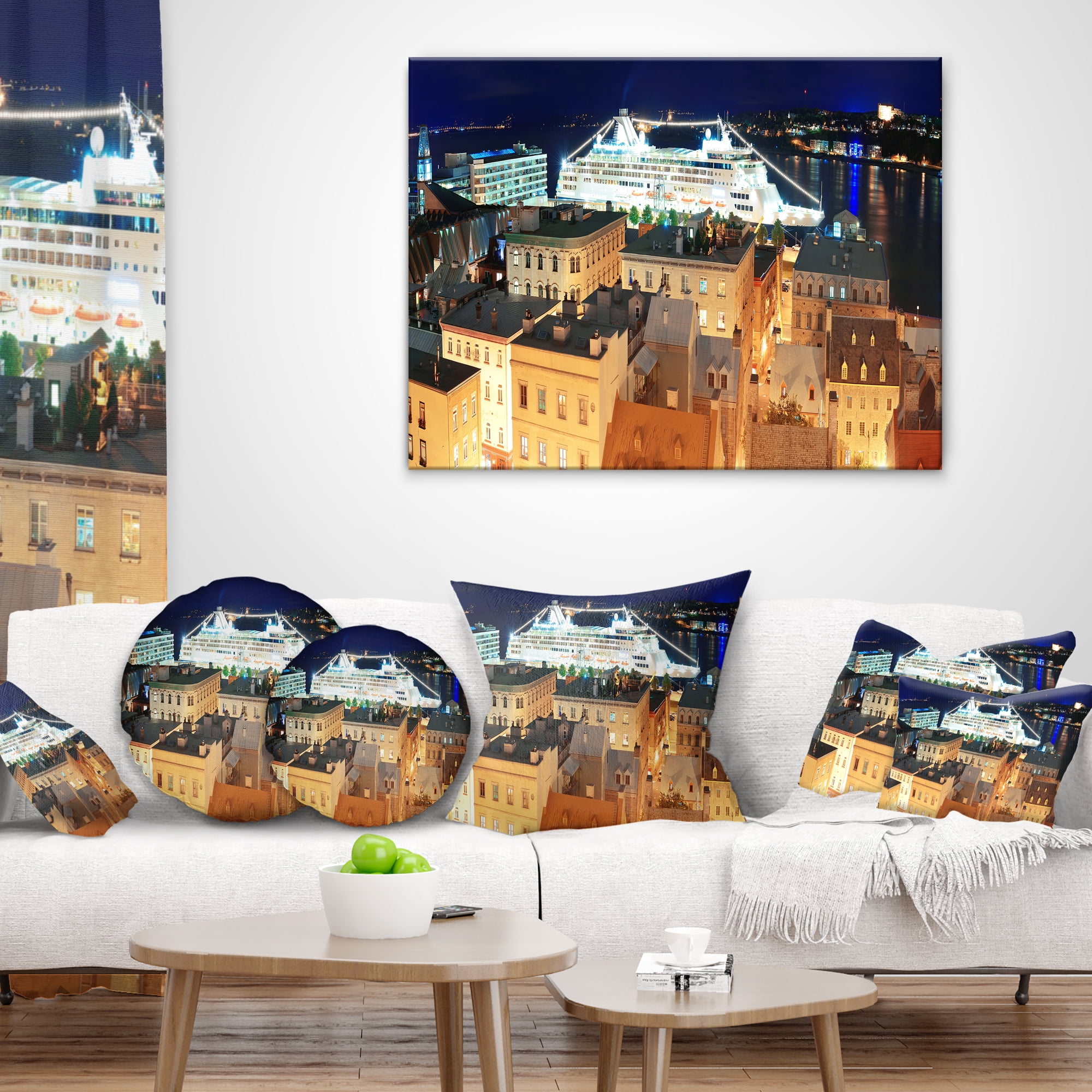 Designart Quebec City - Cityscape Photo Throw Pillow - 16x16