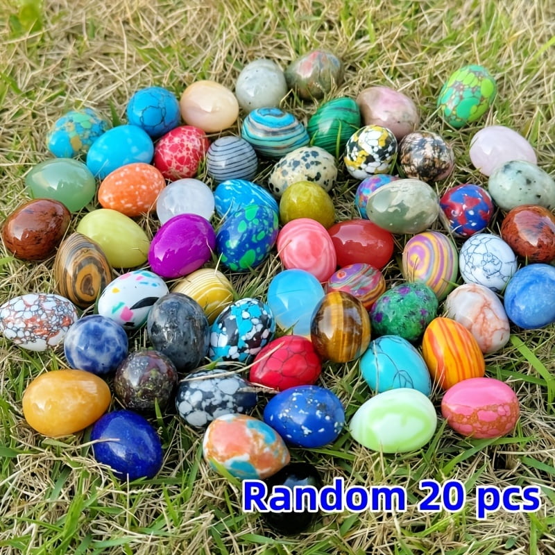 Natural Polished Stone Eggs, Large Mineral Polished Crystal Palm Chakra Eggs, The Perfect Gift for Easter Decoration.