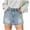Blue, variant on IROINNID Deals Denim Shorts for Women Denim Button Zipper Short Summer Mid Waist Stretchy Pockets Jean Shorts,Blue