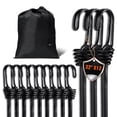 thumbnail image 5 of KFFKFF 12-Pc Bungee Cord Set with A3 Steel Hooks, 32" Durable Elastic Straps, 8 mm Thick Stretch Ropes for Camping, Tarps, Motorcycles, Trucks, and Tents, Black, 5 of 9