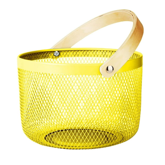 Rongfmy Multifunctional Metal Wire Mesh Basket Anti Corrosion for Cabinet Entryway Decor Yellow