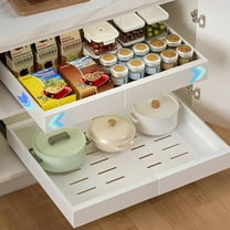 Simperf Pull Out Cabinet Organizer, 32-52cm Expandable Heavy Duty Slide out Drawers Organizer, Cabinet Roll Out Drawers, Shelf Storage for Kitchen, Base Cabinet Organization