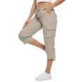 thumbnail image 2 of Dwellite Women's Capri Pants Cotton Cargo Capris Travel Hiking Casual Summer Cropped Pants with Pockets 2026 Camel S, 2 of 6