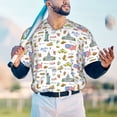 thumbnail image 5 of Zufioo America Landmarks Print Men's Baseball Short Sleeve, Moisture Wicking Button-Down Hip Hop Tee-X-Large, 5 of 7