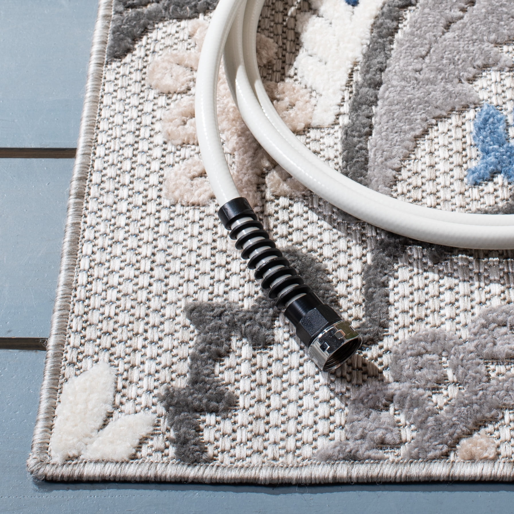 SAFAVIEH Cabana Lowell Floral Indoor/Outdoor Area Rug, Grey/Blue, 8' x 10'