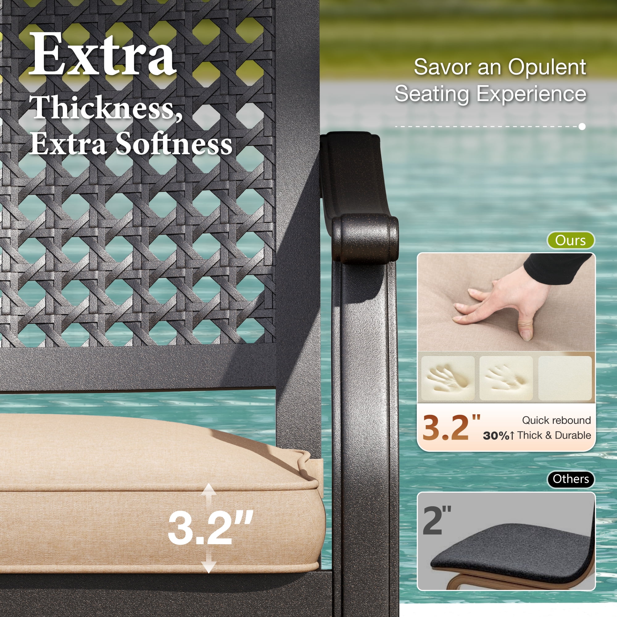 Summit Living 2-Piece Outdoor Patio Dining Chairs, XL Metal