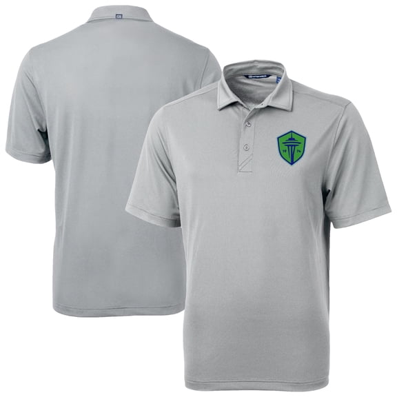 Men's-Cutter & Buck  Gray Seattle Sounders FC Virtue Eco Pique Recycled Polo