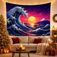 thumbnail image 3 of Ocean Waves Sunset with Sunrise Massive Towering Wave, Mystical Fantasy for Space Lovers, Galaxy Room Decor, Housewarming Gift, Tapestry Wall Hanging for Bedroom and Dorm, 3 of 7