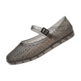 thumbnail image 2 of Women's Mesh Mary Jane Jelly Shoes, Breathable Hollow Out Woven Flat Sandals, Adjustable Buckle Strap Non-Slip Summer Walking Flats, 37, 2 of 5