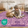 thumbnail image 4 of ODIKA 8'x10' Washable Area Rug Non-Shedding, Easy Care, Checkered Purple Inspired Boho Charm Bold Checkerboard Grid Pink Flowing Dynamic for King Size Bedroom Under Bed, Master Suite, 4 of 7
