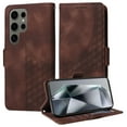 thumbnail image 2 of ELEHOLD For Samsung Galaxy S22 Ultra Leather Wallet Phone Case, Embossed Diamond Folio Flip Cover, Card Holder Cash Slot, Stand Support, Wrist Strap Lanyard -Coffee, 2 of 10