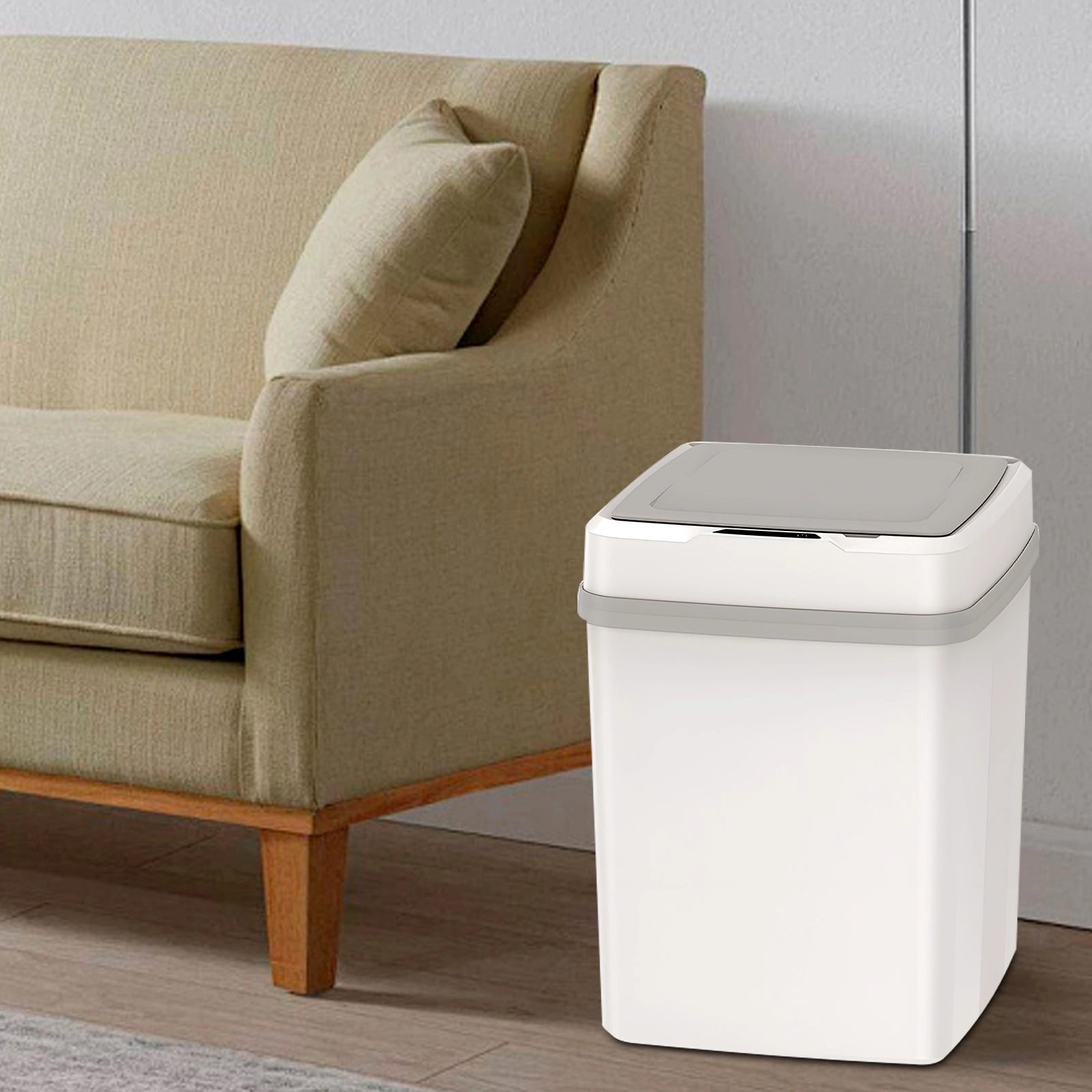 Automatic Touchless Sensor Bin, 12 L Trash Bin for Kitchen and Bathroom, Built-In Lithium Battery, Waterproof Trash Can, Triple Modes, White