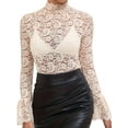 thumbnail image 1 of Hauts à Manches Cloche pour Femmes Blouse en Dentelle Ajourée Mode Soirée Crème Blanc TG, 1 of 7