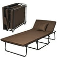 thumbnail image 1 of Costway Folding Sleeper Bed Ottoman Lounge Chair w/6 Position Adjustment Brown, 1 of 10