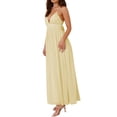 thumbnail image 2 of Women'S Spaghetti Strap V Neck Lace Up Bodycon Solid Nightclub Party Casual Dress Yellow S, 2 of 9
