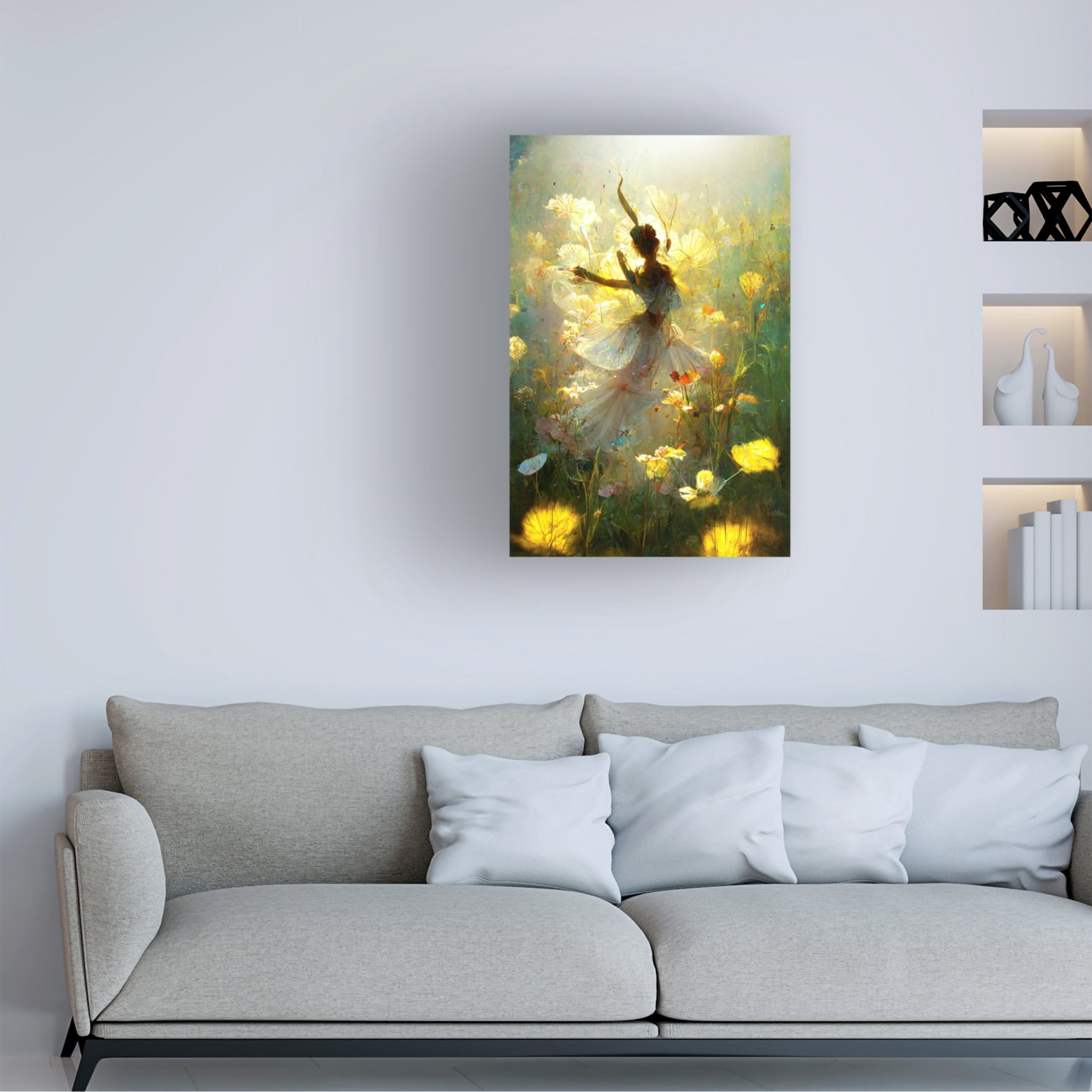 Canvas Wall Art - Ray Heere 'Flower Dance 1' Wall Art for Living Room, Bedroom, or Office Décor by Trademark Fine Art - 12 x 19 Inches