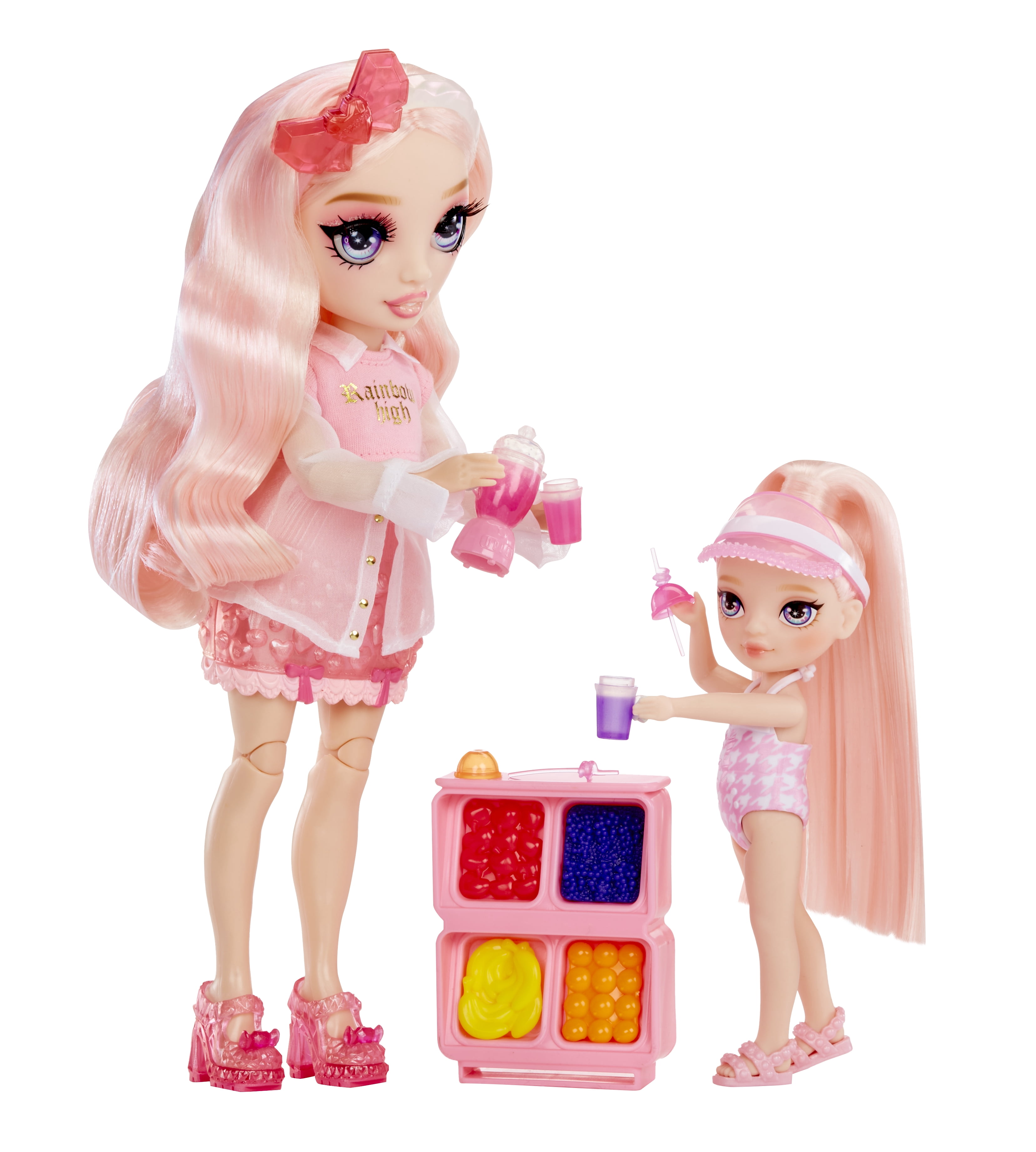 Rainbow High Littles Pool Day Playset + Small Doll (Pink 5.5”), Pool with Rainbow Slide,Kids Gift Ages 4+