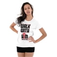 thumbnail image 4 of Walk With Him Jesus Christ Faith Womens Slim Fit Graphic Tee Brisco Brands S, 4 of 5