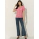 thumbnail image 4 of INSPIRE CHIC Top De Camisa A Cuadros Con Volantes Y Botones De Manga Corta Con Cuello Peter Pan Para Mujer Rojo S, 4 of 6
