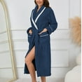 thumbnail image 6 of Gaexia Big Fluffy Robe Women Coral Velvet Mid Length Nightgown Contrast Trim Home Wear Bathrobe Elegant Loungewear Comfortable Soft Fabric, 6 of 7