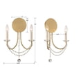 thumbnail image 3 of Crystorama Delilah 2 Light Aged Brass Wall Mount - 12.25"W x 16"H x 4.75"D, 3 of 8