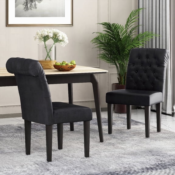 Modern Solid Wood Dining Chairs - 2-Pack with Rolltop (Set for Family Meals)