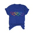 thumbnail image 4 of DondPO Women's T-Shirts Women's Rainbow Color Heart Casual Summer Short Sleeve Crew Neck Tee Shirts for Women Womens tops Blue L, 4 of 4