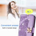 thumbnail image 4 of case for Moto G Stylus 5G (Not 4G) Cute Wallet Case Stylish Girls Women, 3D Butterfly PU Leather with Credit Card Slots Holder Flip Case Cover for Motorola Moto G Stylus 5G Rhinestone Purple, 4 of 7