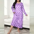 thumbnail image 5 of Nightgowns for Women Cotton Night Shirts Long Sleeve Night Gown Dress Casual Pajamas Soft Sleepwear Plus Size Casual Sleep Dress Women's Plus Heart Print Round Neck Stretch Loose Nightdress, 5 of 5