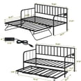 thumbnail image 3 of JERFIT Twin Metal Daybed with Trundle, Sofa Bed Frame with Storage, Heavy Duty Steel Slat Support, Space Saving for Bedroom, Guest Room, Living Room, 3 of 10