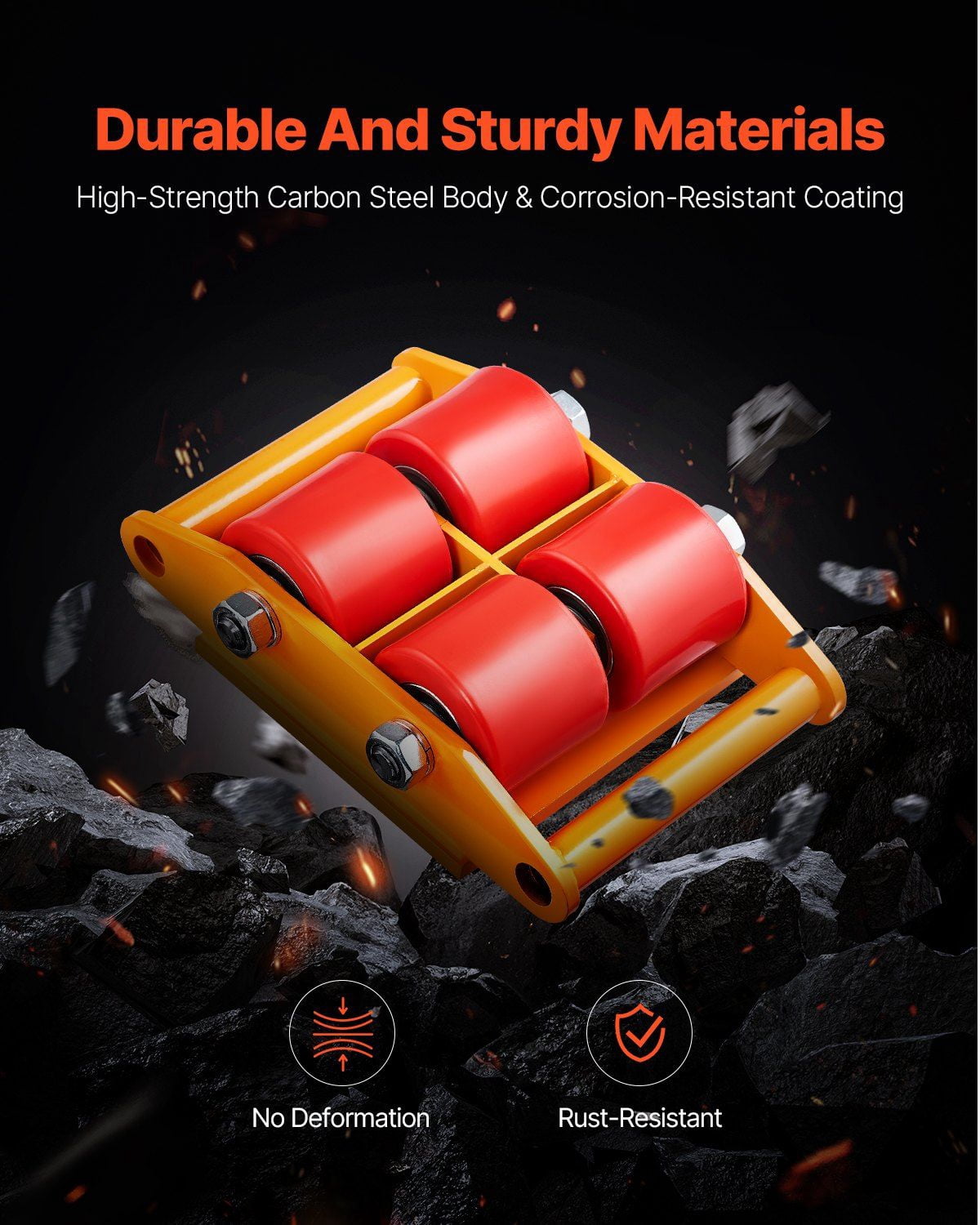 360° Rotating Machine Skate, 13228 lbs (6T) Load Capacity, Industrial Machinery Moving Dolly with Handle