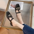 thumbnail image 4 of Women's Solid Color Mule Flats, Casual Square Toe Slip On Shoes, Lightweight Loafers for Spring & Summer, 4 of 4