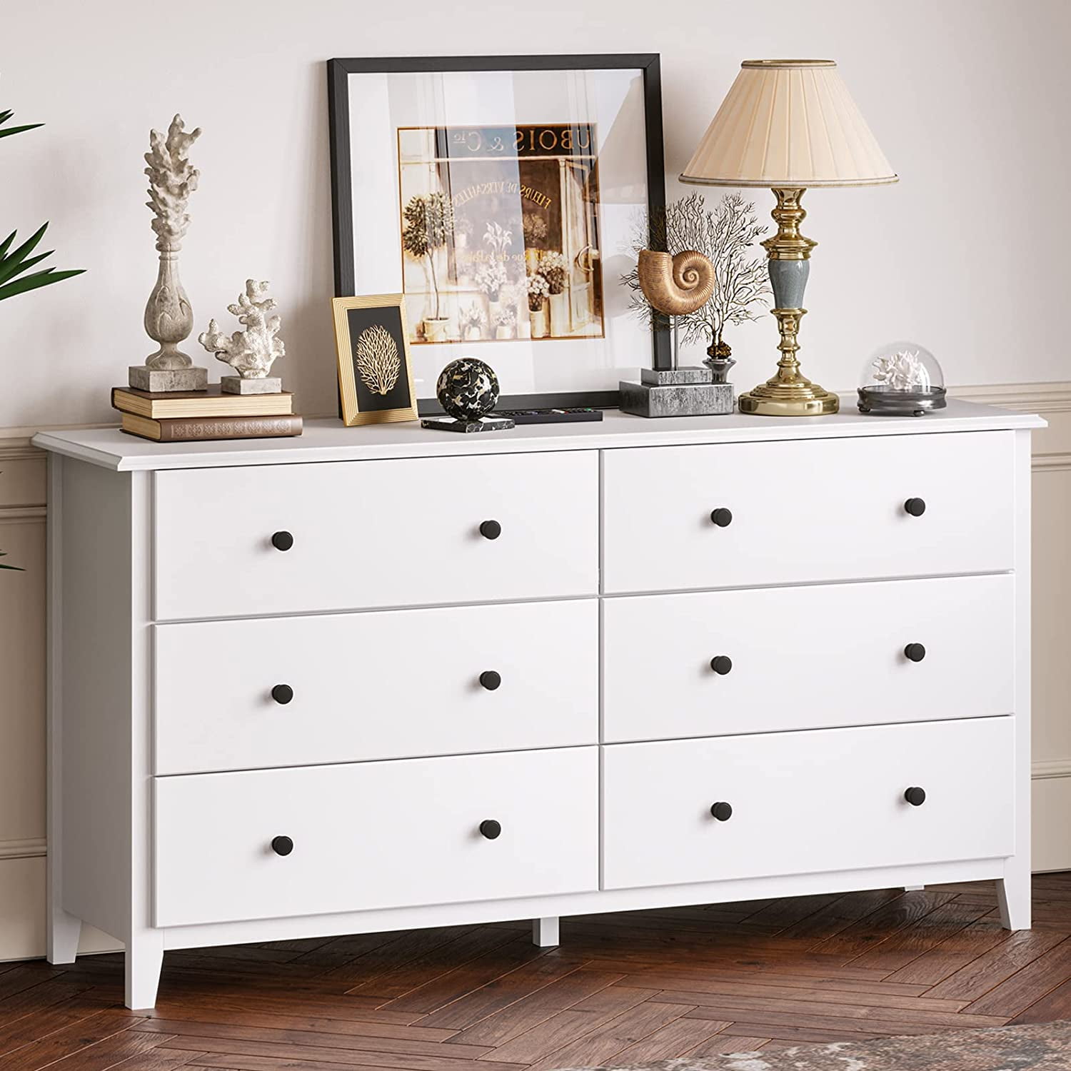 Wooden Dresser Chest Bedroom Drawer Storage Furniture Organizer 6 Drawers White 